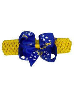 BLUE ANGELS CROCHETED HEADBAND BOW