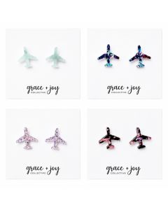 Airplane Stud Pilot Acrylic Earrings