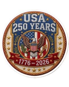 America 250 Patriotic Embroidered-Look Vinyl Sticker