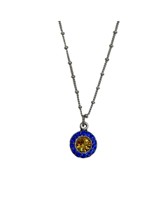 BLUE/GOLD CENTER PENDANT NECKLACE