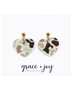 Camo Heart Dangle Acrylic Earrings