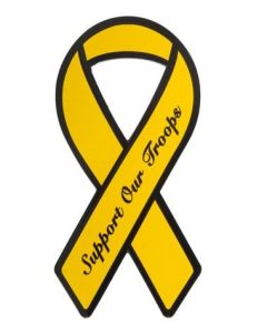 MINI SUPPORT OUR TROOPS YELLOW RIBBON MAGNET