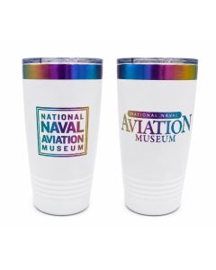 National Naval Aviation Museum Double Logo Engraved White Tumbler