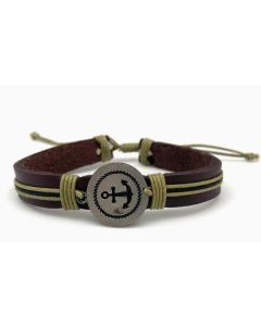 Pull Tie Leather Anchor Bracelet