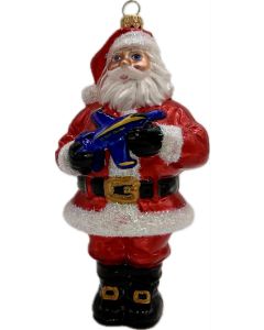 SANTA WITH THE BLUE ANGELS - GLASS BLOWN ORNAMENT