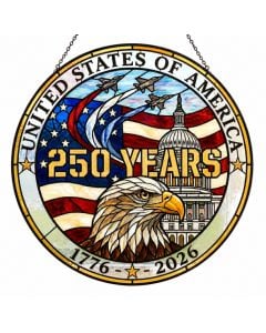 250 Years of Freedom Bald Eagle Stained Glass Suncatcher