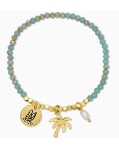 Surfboard & Palm Tree Charm Stretch Bracelet