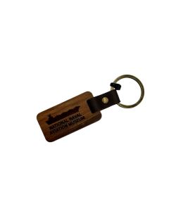 NAVAL AVIATION MUSEUM WOOD/LEATHER KEYCHAIN