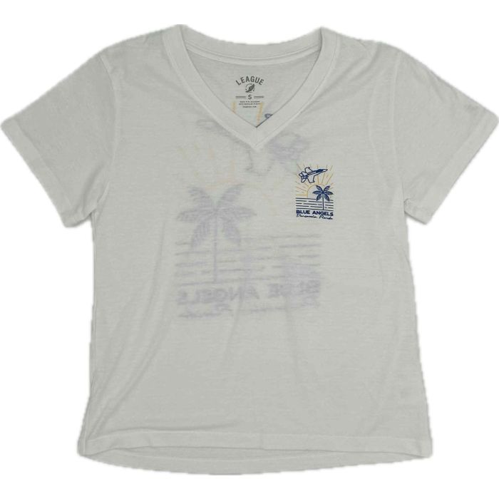 BLUE ANGELS DOODLE ART WOMENTS V NECK