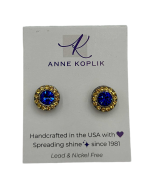 GOLD/BLUE CENTER EARRINGS