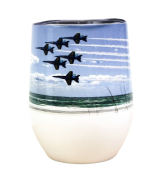 BLUE ANGELS OVER THE BEACH - STEMLESS WINE TUMBLER