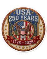 America 250 Patriotic Embroidered-Look Vinyl Sticker