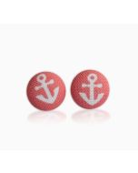 RED ANCHORS - BUTTON EARRINGS