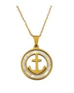 Gold Mother of Pearl Anchor Necklace