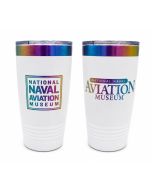 National Naval Aviation Museum Double Logo Engraved White Tumbler