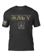NAVY CAMO TEXT SHIRT