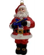 SANTA WITH THE BLUE ANGELS - GLASS BLOWN ORNAMENT