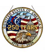 250 Years of Freedom Bald Eagle Stained Glass Suncatcher